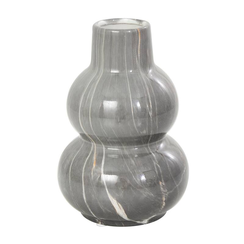 White, Gray, Cream or Black Ceramic Marble Inspired Vase with Varying Shapes (Set of 3)