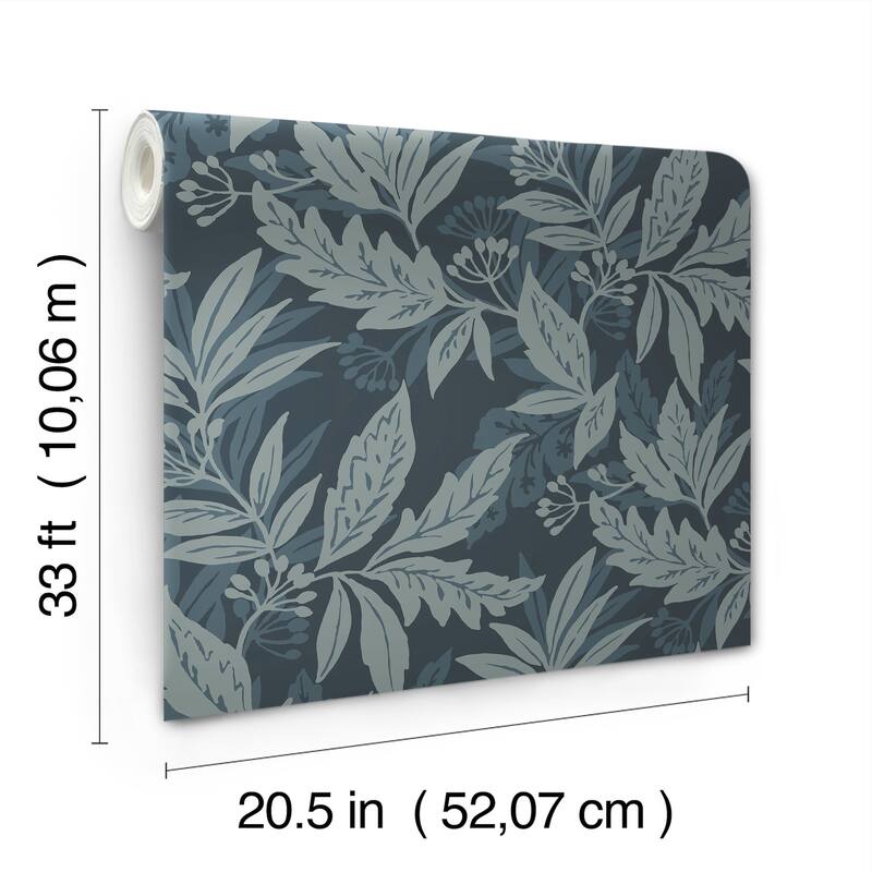 A-Street Prints Anita Teal Woodland Floral Wallpaper