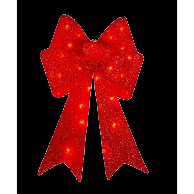 Christmas 2 ft. Lighted Red Fabric Bow