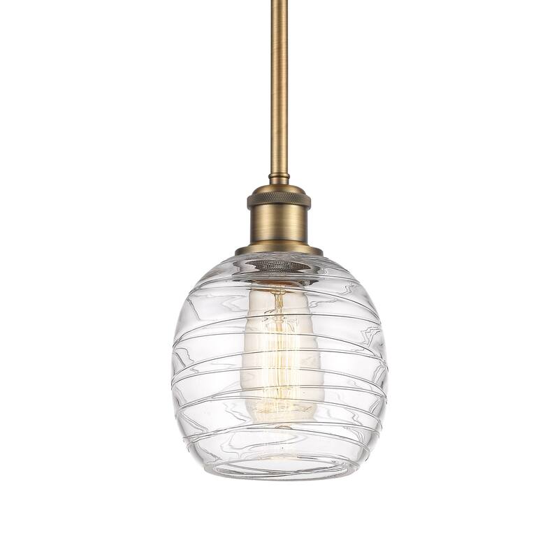 Innovations Lighting 516-1S-9-6 Belfast Pendant Belfast 6" Wide Mini - Deco Swirl / Brushed Brass