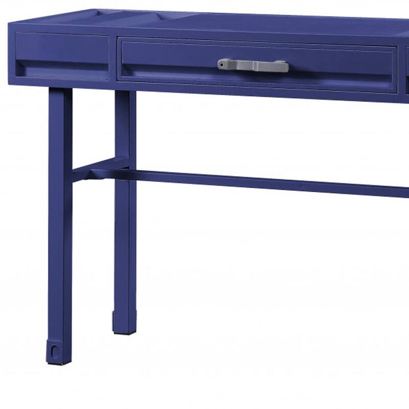 HomeRoots 47" Blue Iron And Wood Vanity Table