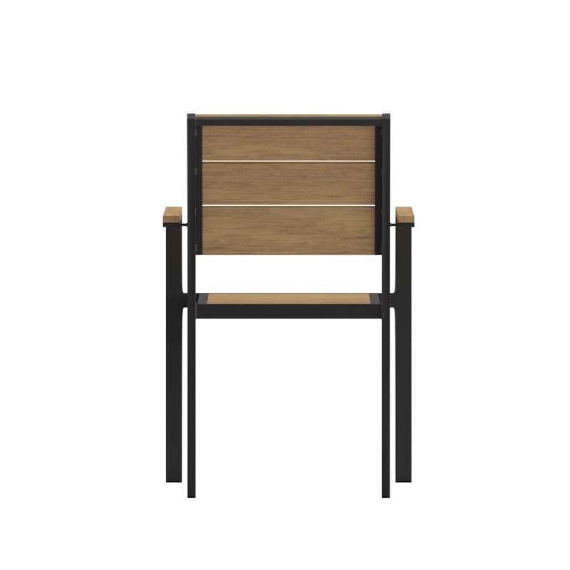 Commercial Grade Outdoor Faux Teak Patio Dining Chair with Arms