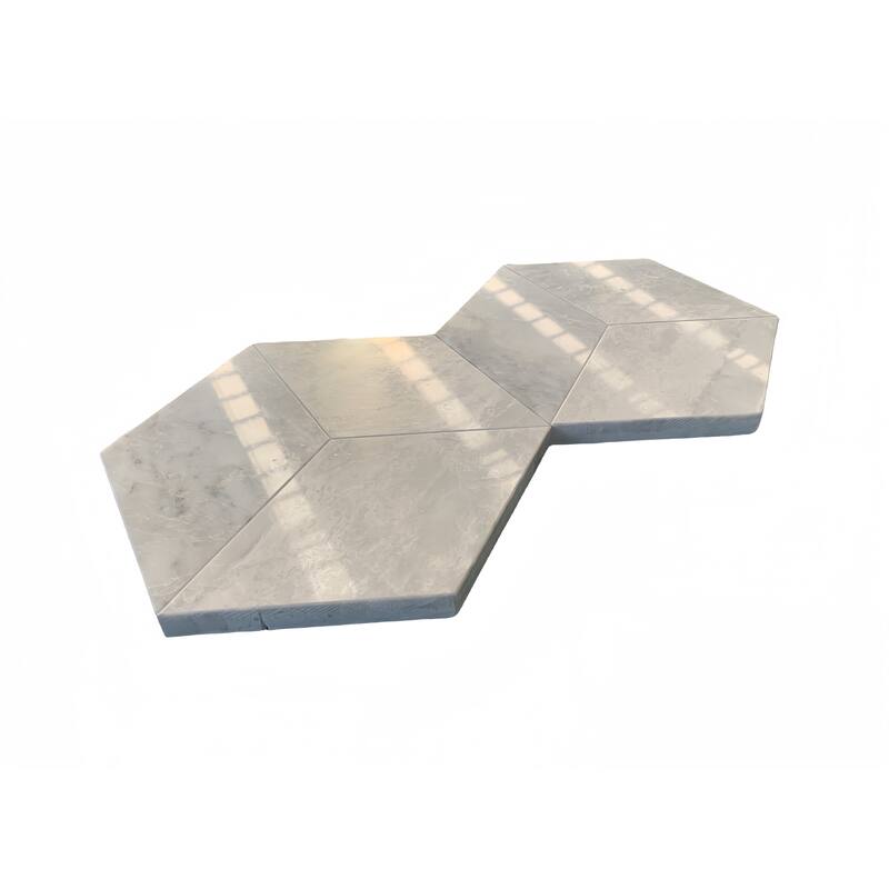 Roomfitters Hexagon Marble Tile for Wall and Floor, Polished Natural Stone, Genuine Marble, 12-Piece Box, Carrara Gray