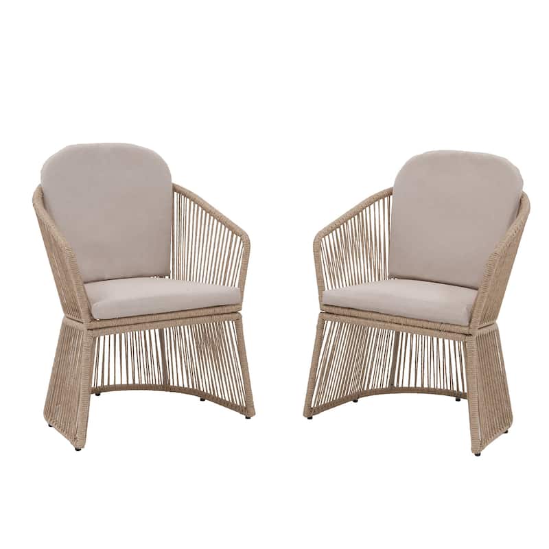 Outdoor 2-piece Steel Dining Chair with Cushion
