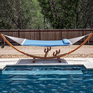 2 Person Large Quilted Hammock with 13.5 Ft Wooden Arc Hammock Stand