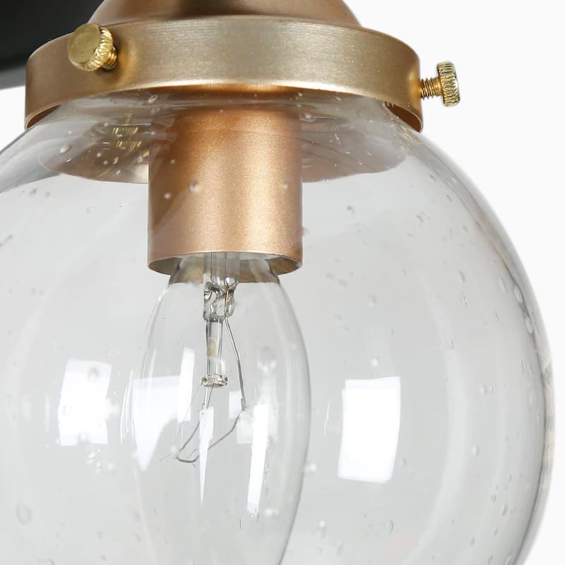 Modern Black Gold 3-Light Seeded Glass Semi-Flush Mount Ceiling Light for Kitchen