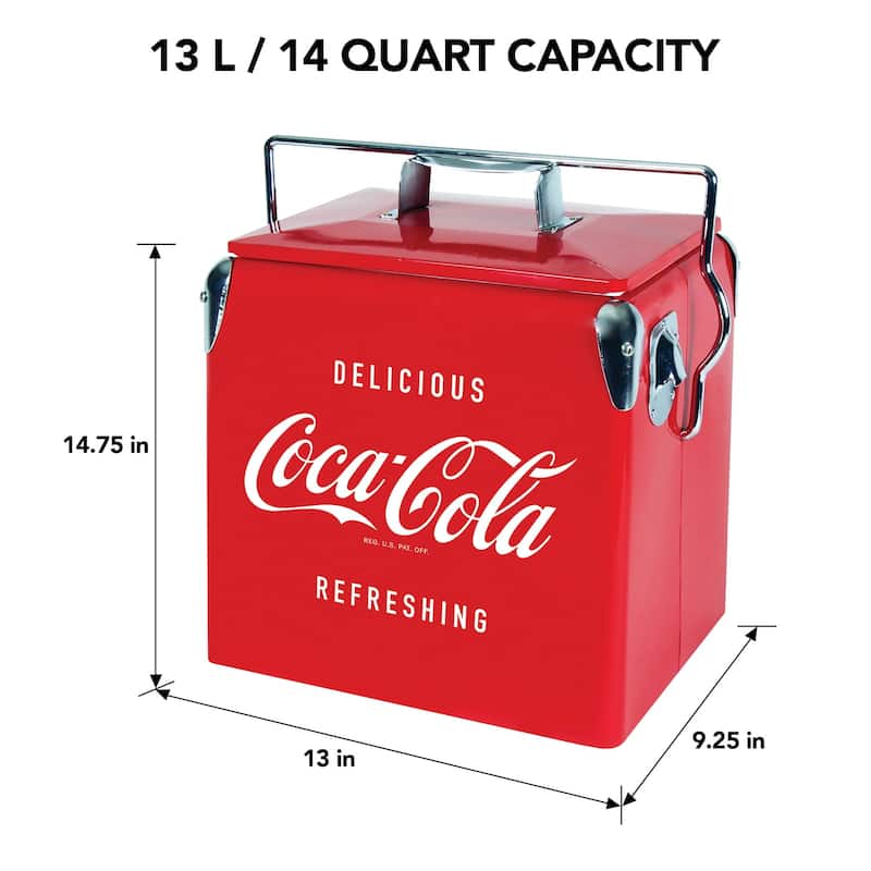 Coca-Cola Retro Ice Chest Cooler with Bottle Opener 13L (14 qt), Red