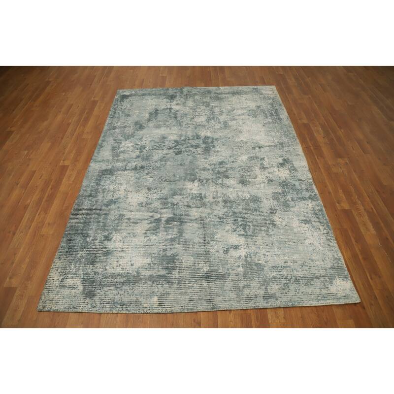 Hand Knotted Oriental Viscose Silk Carpet Modern Abstract Multi-Colored Abstract Area Rug - 7' 7'' X 5' 6''