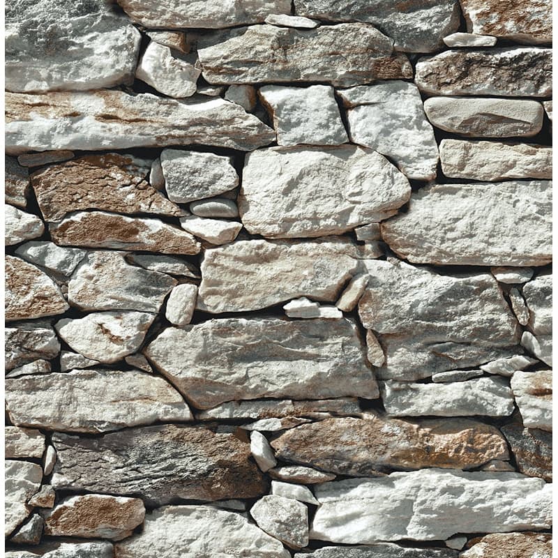 Seabrook Designs New York Fieldstone Unpasted Wallpaper - 20.5 in. W x 33 ft. L - Cinder