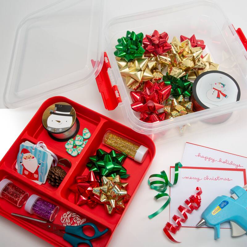 Simplify 5 Compartment Gift Supply Storage Box in Red