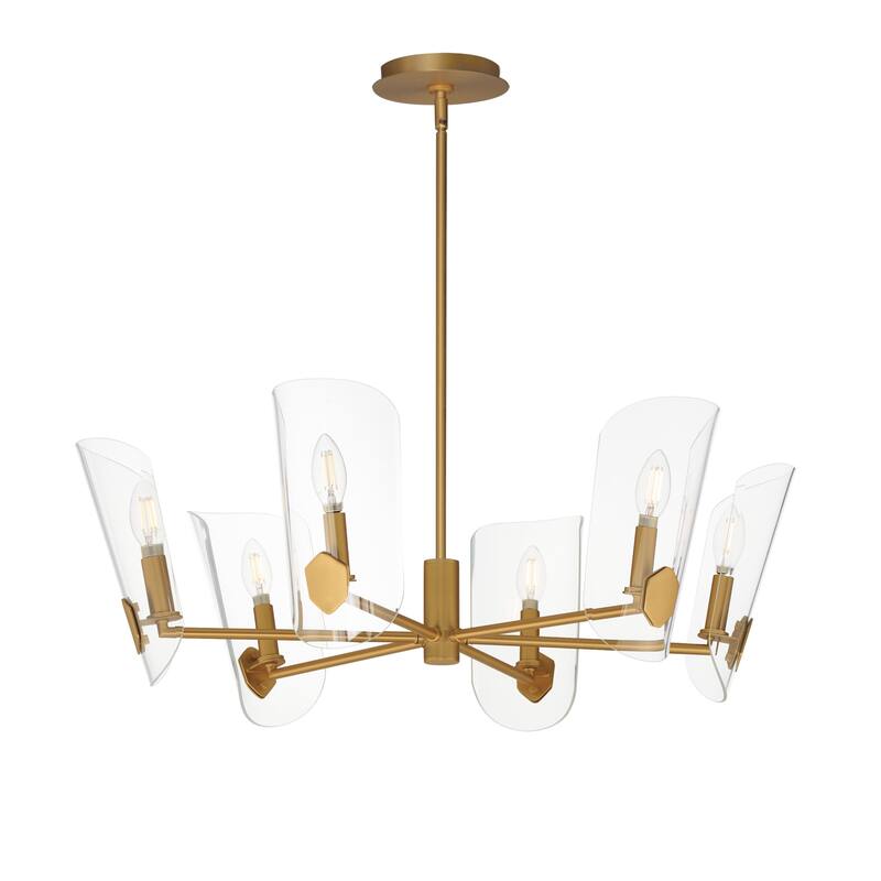 Maxim 32356CL Armory 6 Light 29" Wide Taper Candle Style Chandelier - Natural Aged Brass