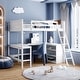 preview thumbnail 41 of 55, Full size Loft Bed with Shelves and L-shape Desk White