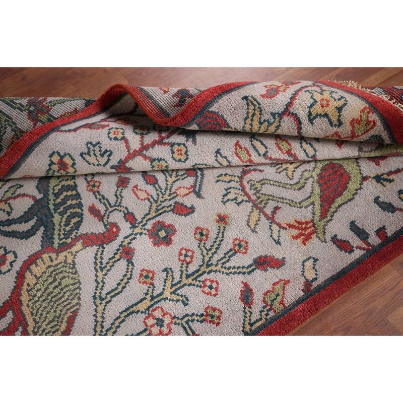 Animal Pictorial Ziegler Indian Rug Hand-Knotted Wool Carpet - 4'1"x 5'10"