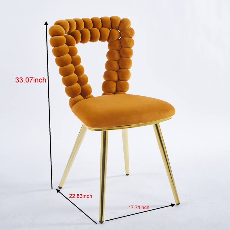 Modern chair(set of 2 ) with iron tube legs, soft cushions and comfortable backrest, hairball back