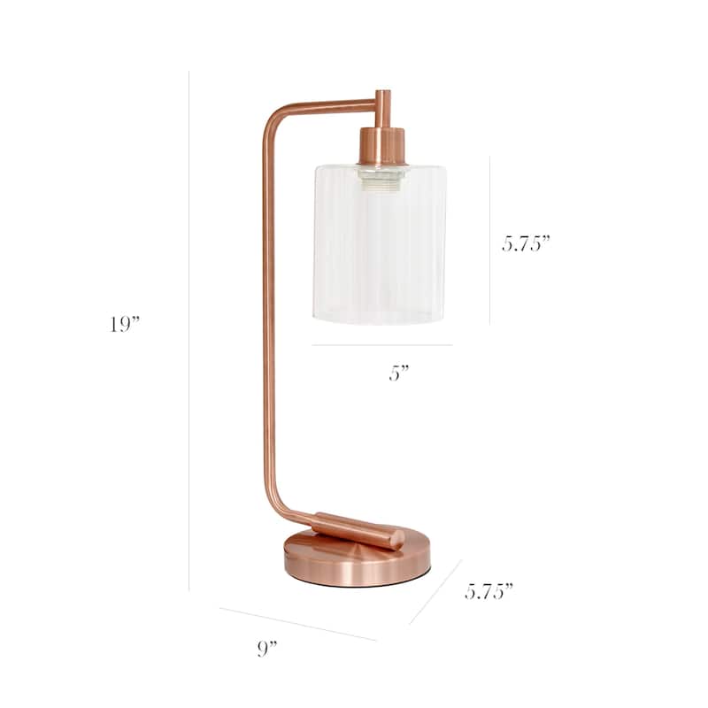 Antique Style Industrial Iron Lantern Desk Lamp with Glass Shade