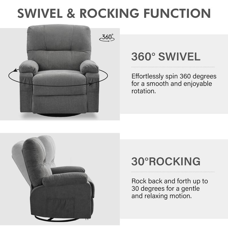 Recliner chair,360 degree rotating swing single sofa chair, equipped with soft cushion and backrest, comfortable armchair