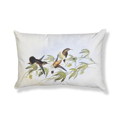 24"x16" Hummingbird Lumbar Cotton Accent Decorative Throw Pillow Poly Filled Removable Insert Rectangle - 24 x 16