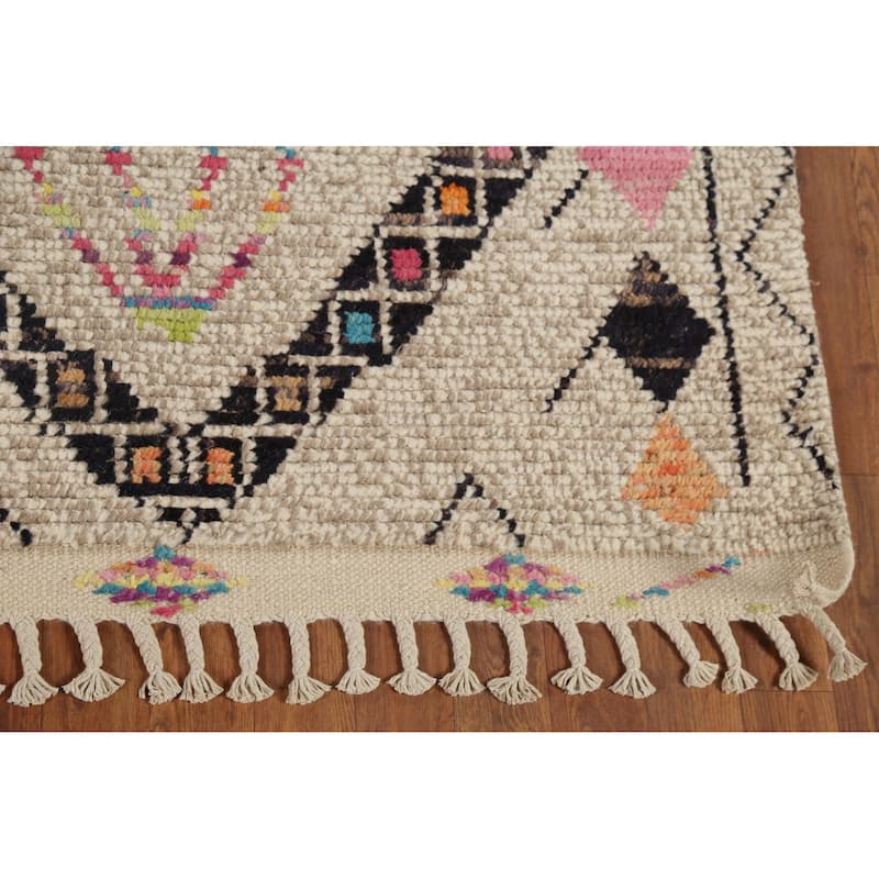 Geometric Moroccan Oriental Area Rug Handmade Wool Carpet - 5'10"x 9'11"