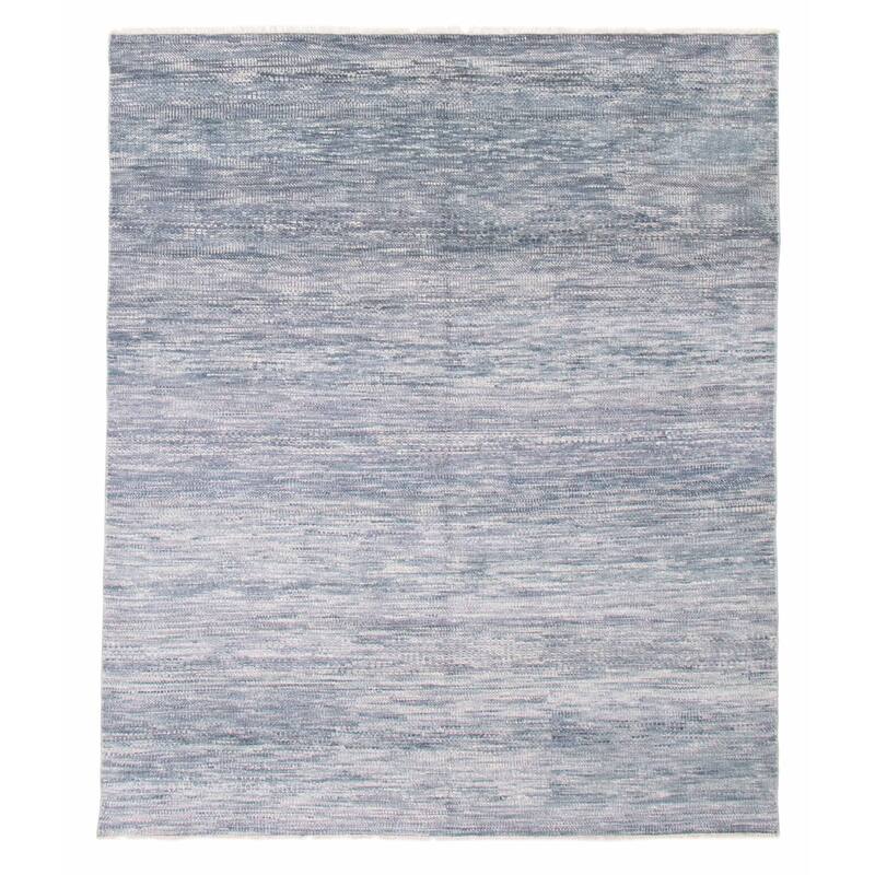 ECARPETGALLERY Hand-knotted Silk Shadow Turquoise Wool Rug - 7'10 x 9'6