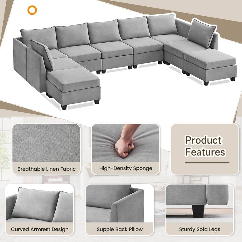 Sectional Sofa with Storage Seats