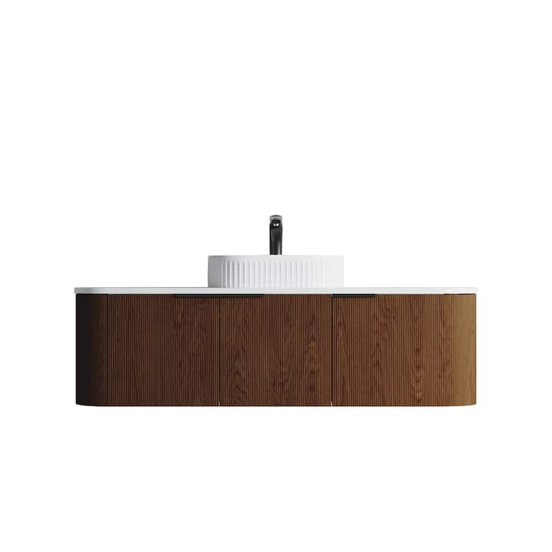 Dillon 58" Single Vanity 5 Pc Combo - Walnut with White Sink