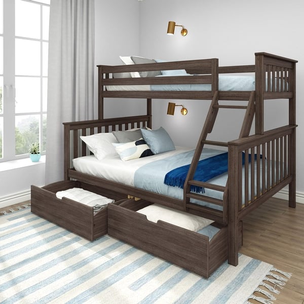 slide 2 of 11, Max and Lily Twin XL over Queen Bunk Bed with Storage Drawers Clay - Twin XL/Queen