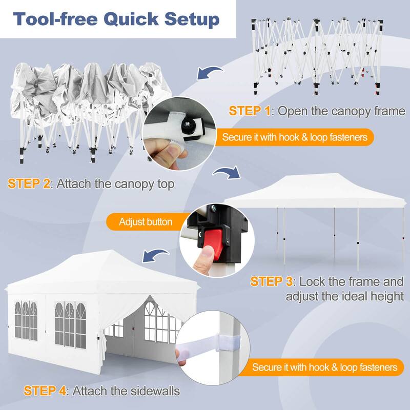 Costway 10 x 20FT Pop up Canopy Outdoor Canopy Tent with 6 Sidewalls - See Details