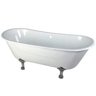 Kingston Brass Aqua Eden 67" Clawfoot Cast Iron Soaking Tub with