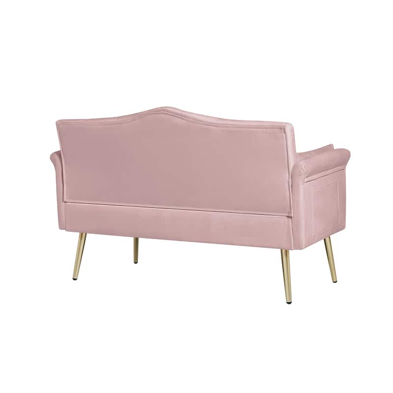 Velvet Loveseat Tufted Couch with 2 Pillow Upholstered Deep Seat Sofa Rivet Arm Lounge Couch Living Room 2 Seater Couch