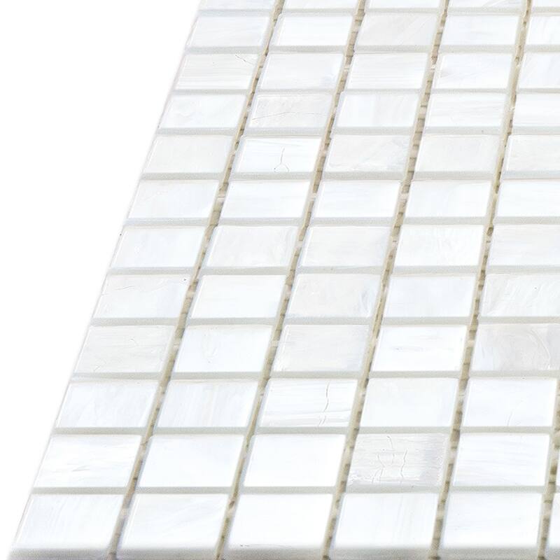 Apollo tile 12" x 12" Skosh Glossy White Dove Glass Tile (18.69 sq ft/case) - 20 Pack