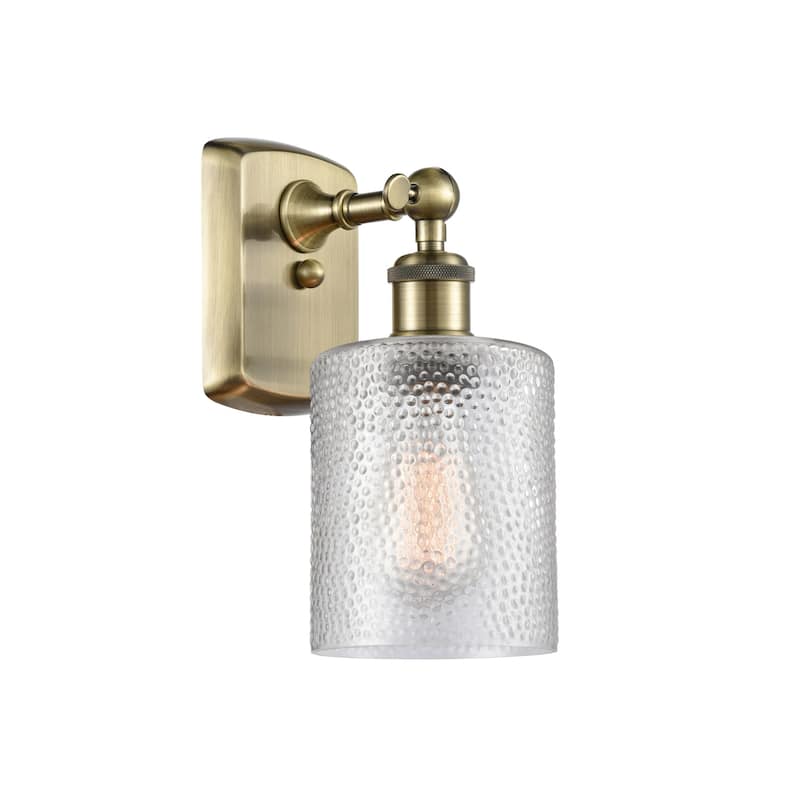 Innovations Lighting 516-1W-9-5 Cobbleskill Sconce Cobbleskill 9" Tall - Antique Brass / Clear