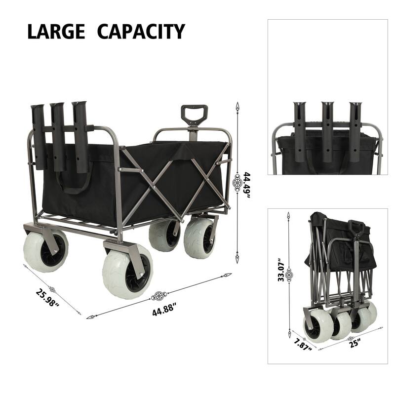 Fishing Cart with Rod Holder with Pneumatic Tires