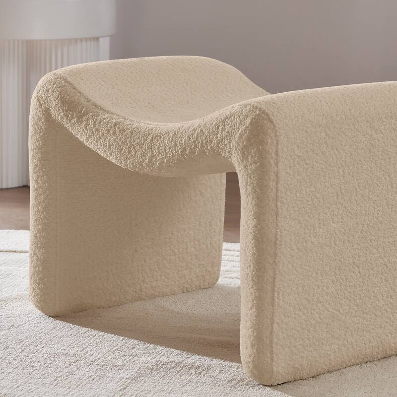 VANOMi Upholstered Pouf, Mid-Century Modern Ottoman, Cometemporary Foot Stool For Living Room Extra Vanity Seat For Small Space