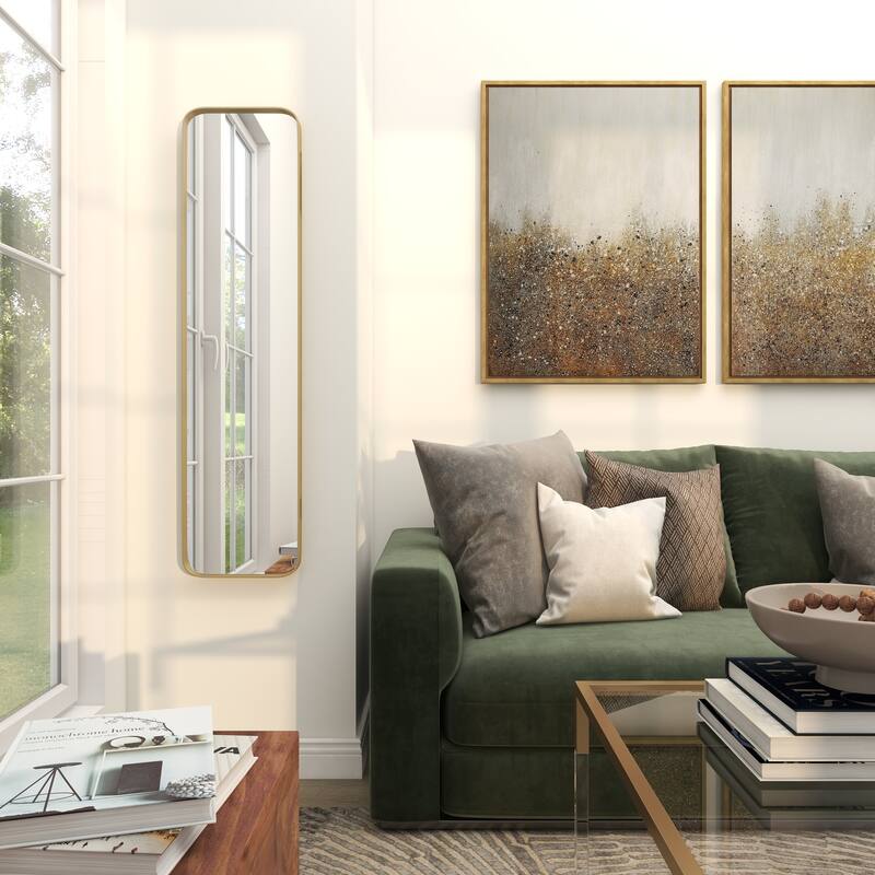 Iron Contemporary Wall Mirror - 12 x 2 x 48