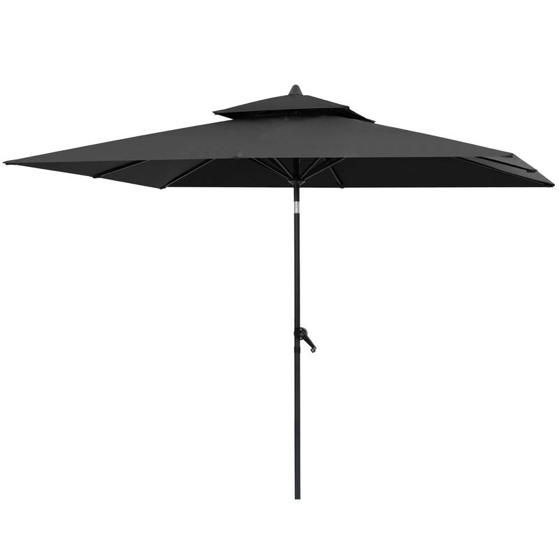 VredHom 10 x 6.5 Ft Double Top Market Patio Umbrella with Tilt-and-Crank