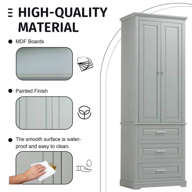 24'' x 15.7'' x 70'' Freestanding Bathroom Cabinet with 3 Drawers