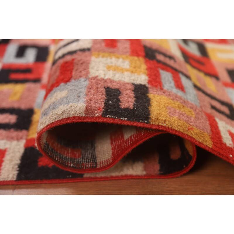 Hand Knotted Oriental 100% Wool Carpet Modern All-Over Red Gabbeh Area Rug - 7' 10'' X 4' 6''