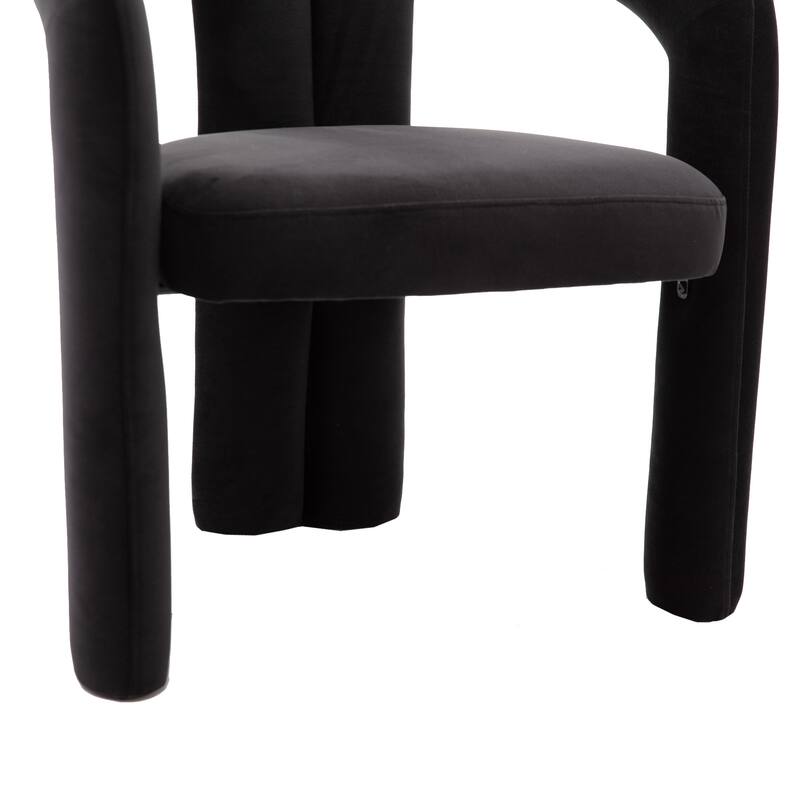 Black Modern 25.2" Upholstered Accent Chair with Curved Circular Backrest and High-Density Foam (Set of 2)