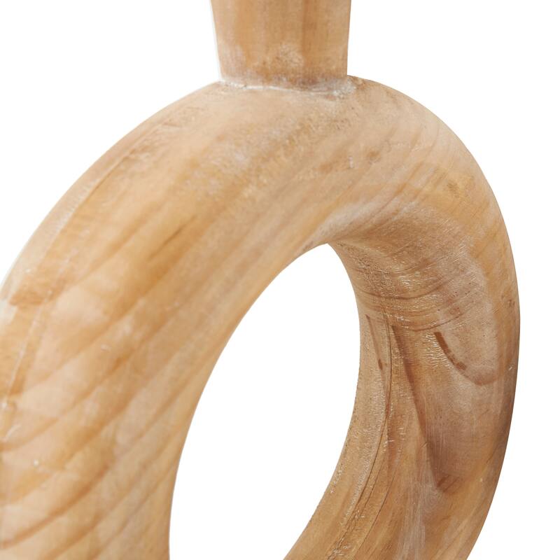 Brown Wood Circular Decorative Vase with Cutout Center (Set of 2)