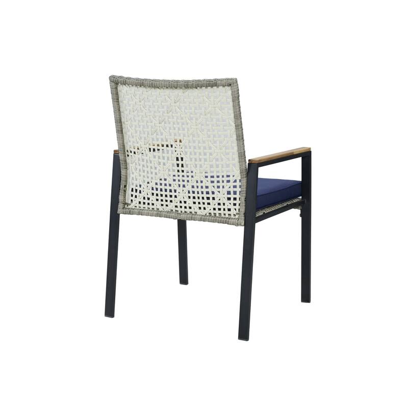 5-Piece Square Indoor/Outdoor Patio Table and Rattan Chairs Set with Umbrella Hole
