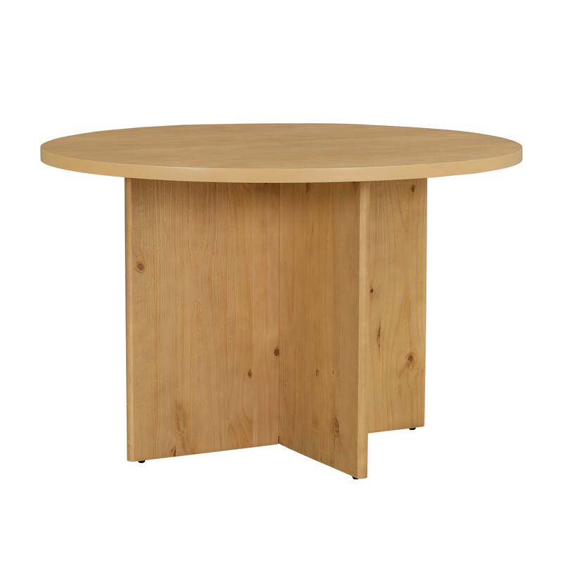 Modern 5-Piece Round Dining Table Set with Upholstered Chairs and Pedestal Base for Small Spaces and Cozy Kitchens