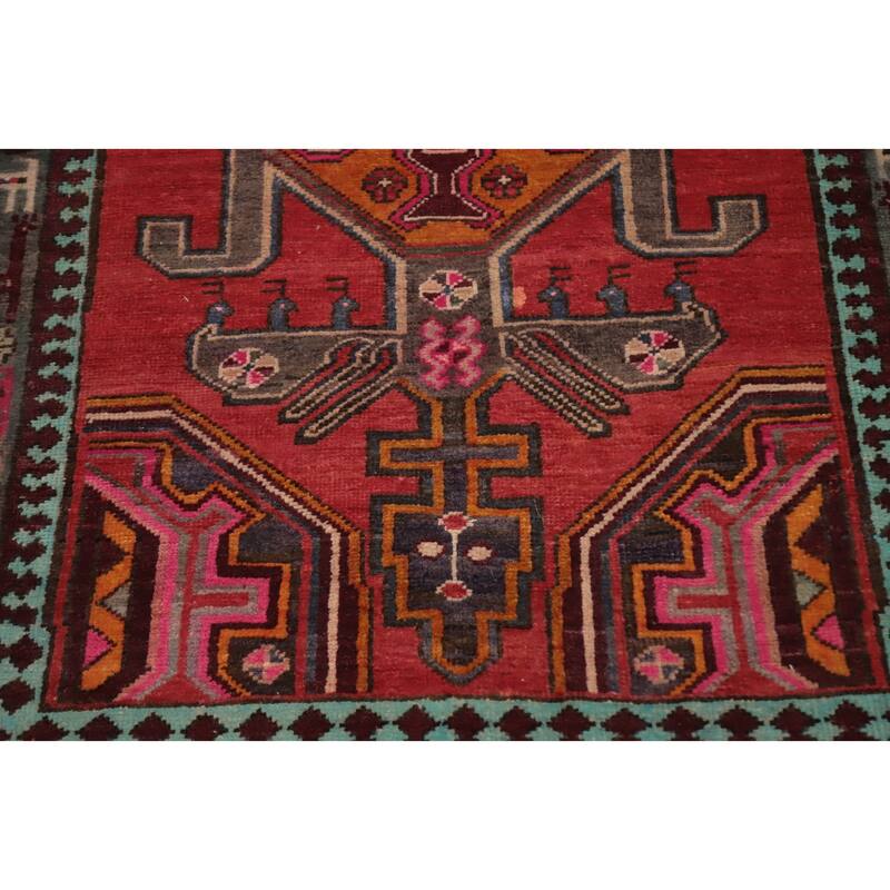 Hand Knotted Oriental 100% Wool Carpet Traditional Tribal Red Ardebil Runner Rug - 10' 4'' X 3' 5''