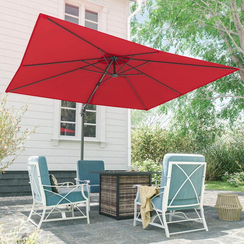 LIVOOSUN 10x8FT Rectangular Cantilever Patio Umbrella Aluminum Frame