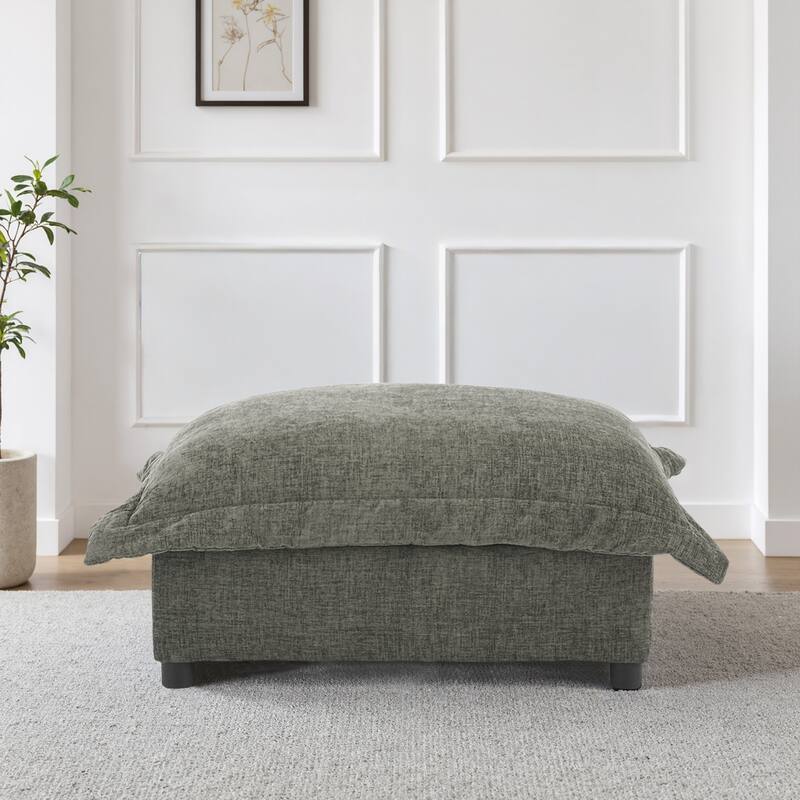 Modern Chenille Cloud Accent Ottoman