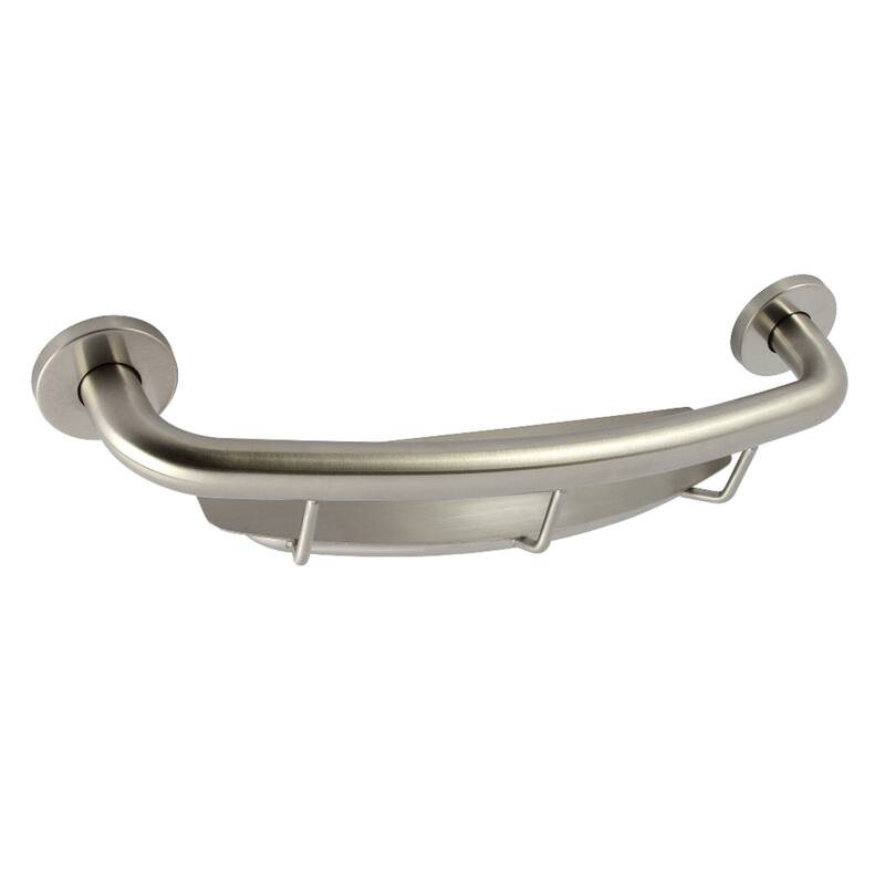 Kingston Brass Meridian 18-Inch Stainless Steel Grab Bar with Shelf - Brushed Nickel
