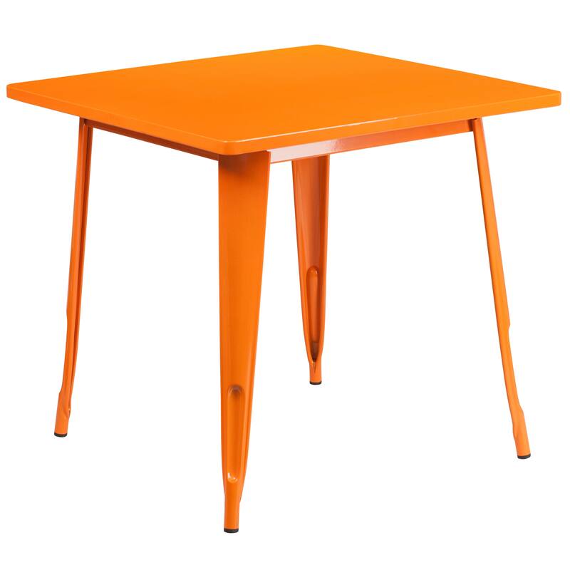 31.5-inch Square Metal Indoor/Outdoor Cafe Table - Orange - 31.5"D x 31.5"W x 29.5"H