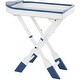 preview thumbnail 17 of 24, White Wood Distressed Foldable Tray Top Boat Accent Table with Oar Leg