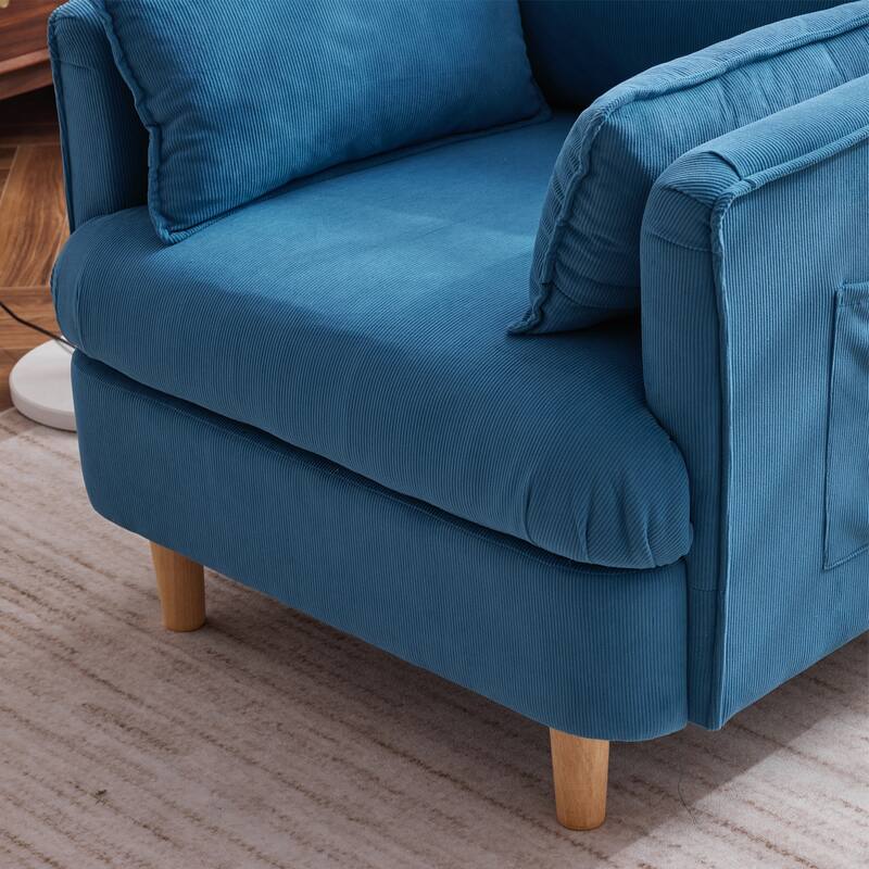 Modern Accent Armchair Upholstered Sofa Club Chair with 2 Pillow