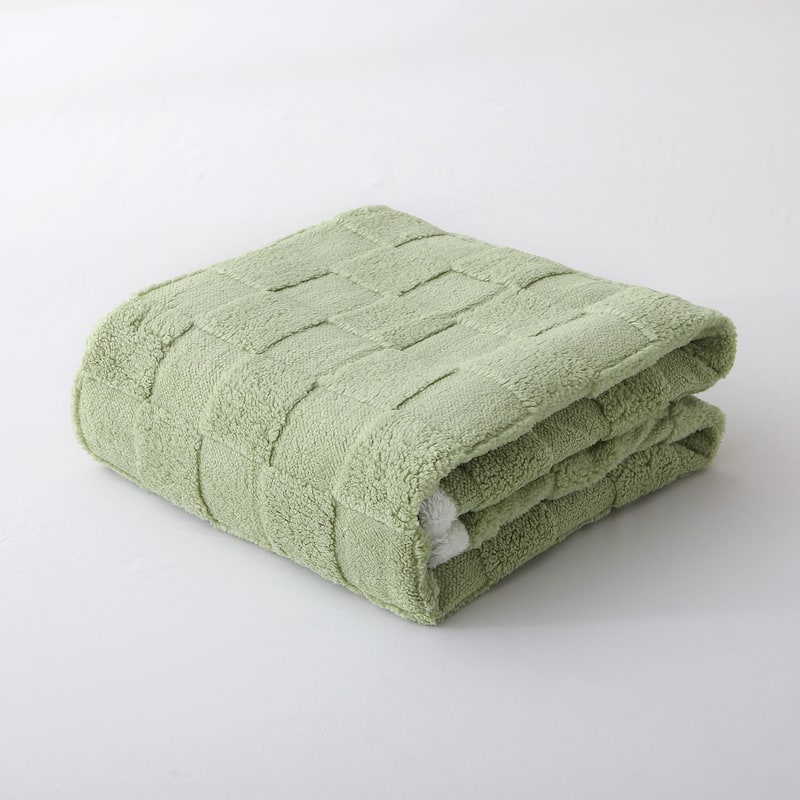 Jacquard Checkered Fluffy Flannel Fleece Blanket
