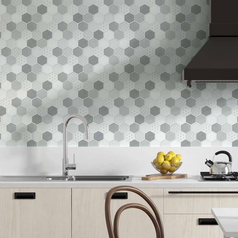 Walplus Honey Hexagon Glossy Peel and Stick Backsplash 11.8"x6" 12pcs
